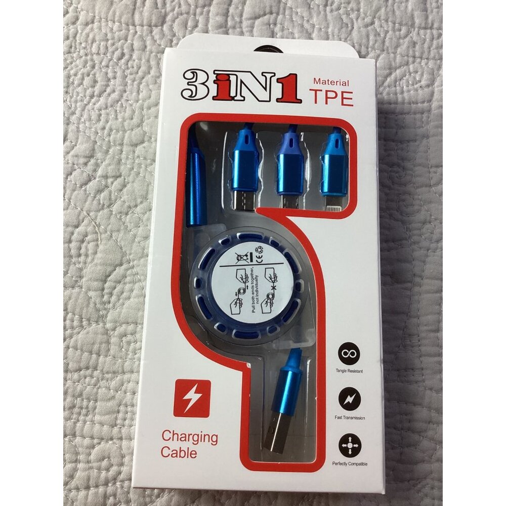 3 in 1  arterial TPE Charging Cable * New in Box